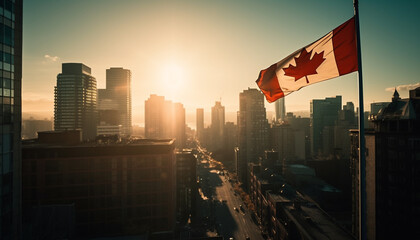 Vibrant city life, modern architecture, illuminated skyscrapers generated by AI