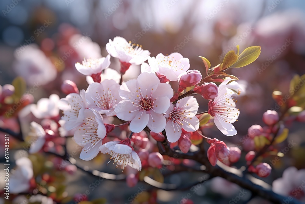 Poster spring blooming apple tree flowers on a branch .generated by ai