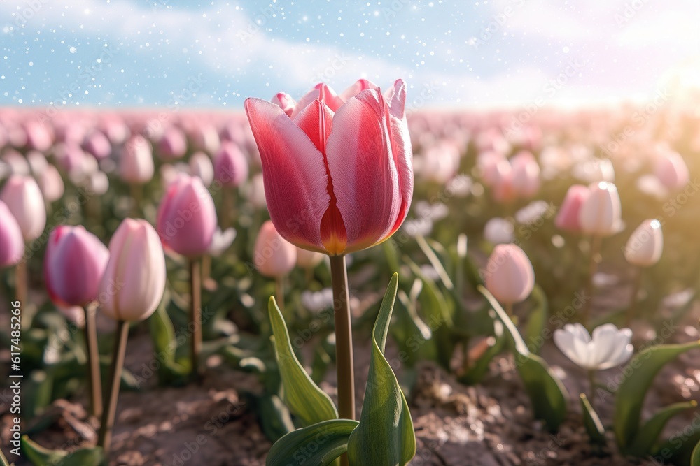Poster tulip field. generated by Ai.