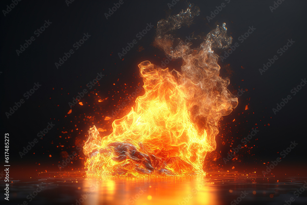 Poster fire on a dark background. generated by ai.