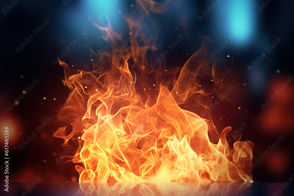 Poster fire on a dark background. generated by AI.