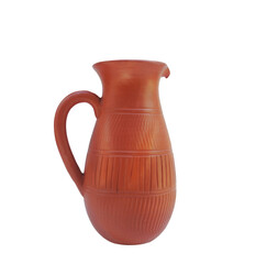 Jug made of clay isolated on transparent background.