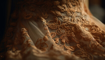 Silk satin wedding dress, ornate embroidery elegance generated by AI