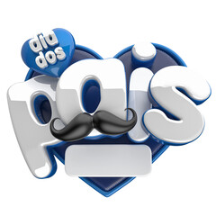 DIA DOS PAIS SELO 3D AZUL CORAÇÃO 