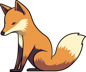 Obraz premium Cute fox cartoon minmal with outline