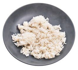  Bowl of delicious rice over white isolated background