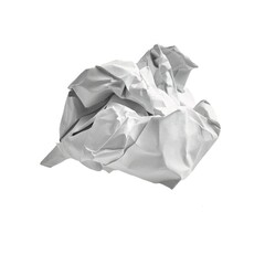  One white crumpled paper ball over isolated background
