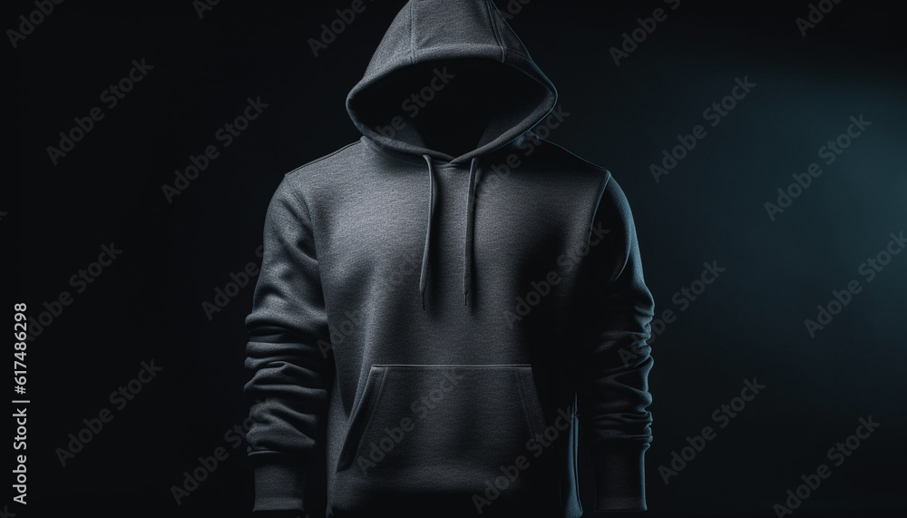 Canvas Prints Hooded burglar lurking in the dark night generated by AI