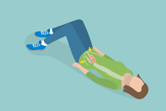 3D Isometric Flat Vector Conceptual Illustration of Pelvic Floor Muscles, Woman Sexual Health