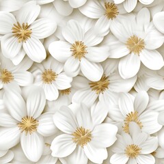 Photo seamless pattern with white flowers