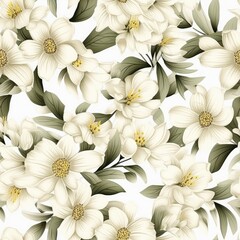 Obraz premium A seamless pattern with white flowers