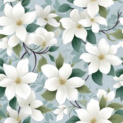 A seamless floral pattern with white flowers