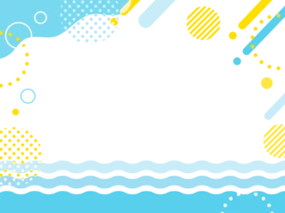 Tuinposter 夏のキャンペーンやSALEや海　青いポップな波のフレーム © Lily