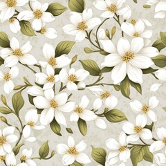 Beautiful hand drawing white floral seamless pattern.
