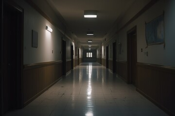 Empty school hallway
