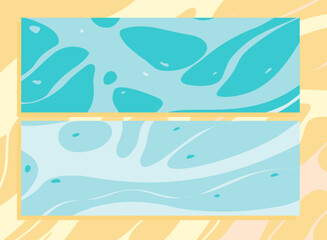 set of banners background with waves, sand