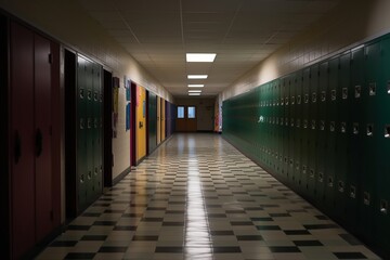 Empty school hallway