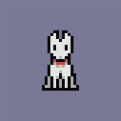 this is Dog in pixel art with simple color with purple background this item good for presentations,stickers, icons, t shirt design,game asset,logo and your project.