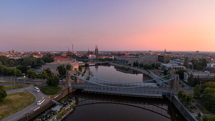 Grunwaldzki Bridge at sunrise, Poland.