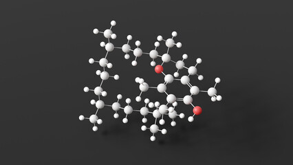 alpha-tocopherol molecule, molecular structure, vitamin e, ball and stick 3d model, structural chemical formula with colored atoms