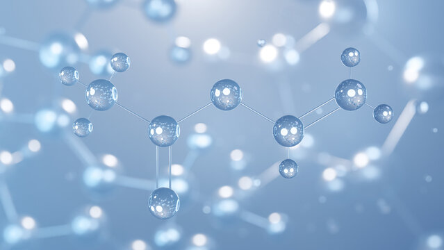 vinyl acetate molecular structure 3d, flat model, polymers, structural chemical formula view from a microscope
