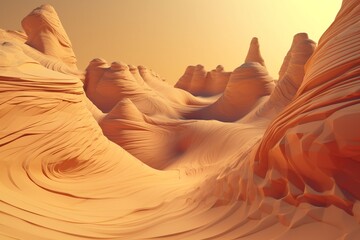 A surreal illustration of a distorted or manipulated natural feature, such as a desert or canyon, Generative AI - obrazy, fototapety, plakaty