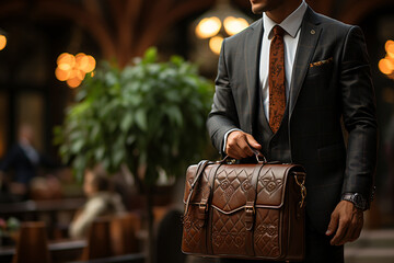 a man in an elegant suit holding a briefcase. generative AI tools