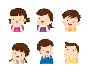 people character resting chin on hands thinking with hand on chin