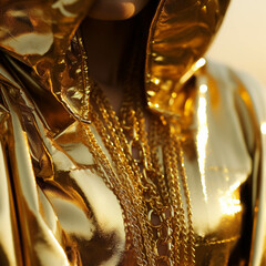 Gold Fashion Closeup. Generative AI.