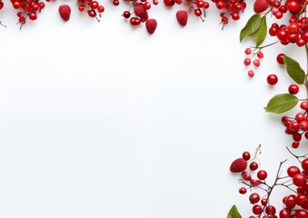 berries on a branch, white background, AI generative