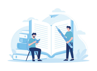 People read a books all the time trending flat illustration