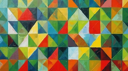 geometric painting on canvas. Post-processed generative AI