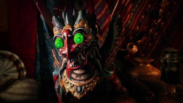 Hypnotic Green Eyes Glow On Dragon, Magic Object