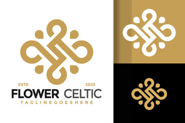 Letter S flower celtic monogram logo vector icon illustration