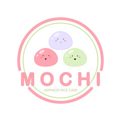 Mochi character design. mochi logo. Japanese sweets. Vector graphics