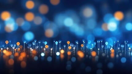 Fototapeta premium Abstract technology background with illuminated fiber optic network connections - generative AI