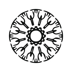 hand drawing symmetry mandala and symmetry flower, complex circle