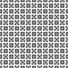 Black and white seamless pattern texture. Greyscale ornamental graphic design. Mosaic ornaments. Pattern template. Vector illustration. EPS10.