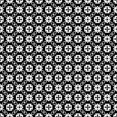 Black and white seamless pattern texture. Greyscale ornamental graphic design. Mosaic ornaments. Pattern template. Vector illustration. EPS10.