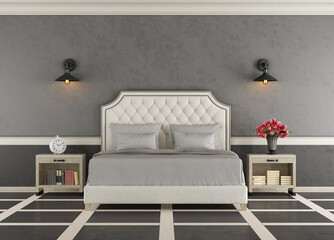 Classic master bedroom with elegant double bed - 3d rendering
