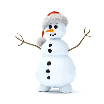 3d rendering of a cute litte snowman