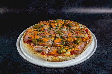 bacon and cheese pizza from luxury restaurant