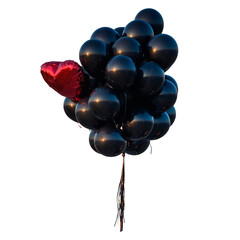 Set black balloon with transparent background. Bunch of black balloons. Balloons clip art clipart. Realistic of black balloon for holiday or black Friday.