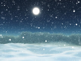 3D render of a snowy winter landscape