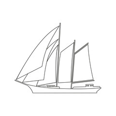 Silhouette of a sailboat on a white background.
