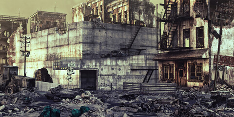 ruins of a city . 3d illustration concept
