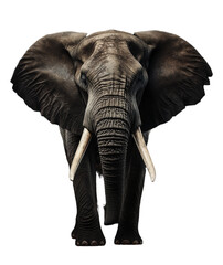 Close up of African elephant on transparent background. AI generative