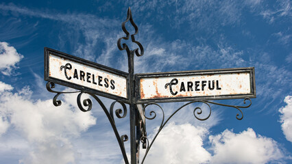 Street Sign Careful versus Careless