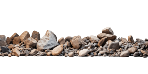 A pile of rock stones isolated on  white background png cutout