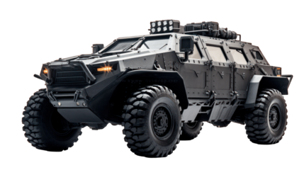 Military armored vehicle isolated on  white background png cutout